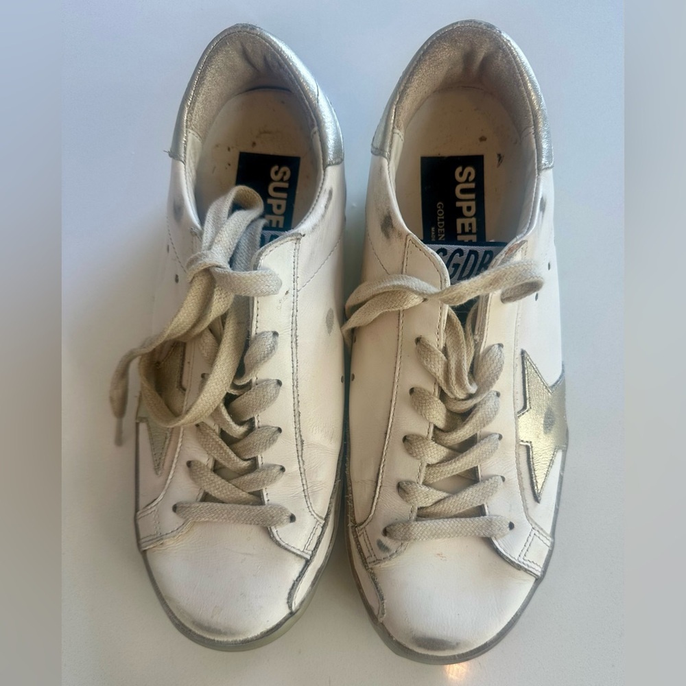 Golden Goose White and Gold Star Sneakers size 36